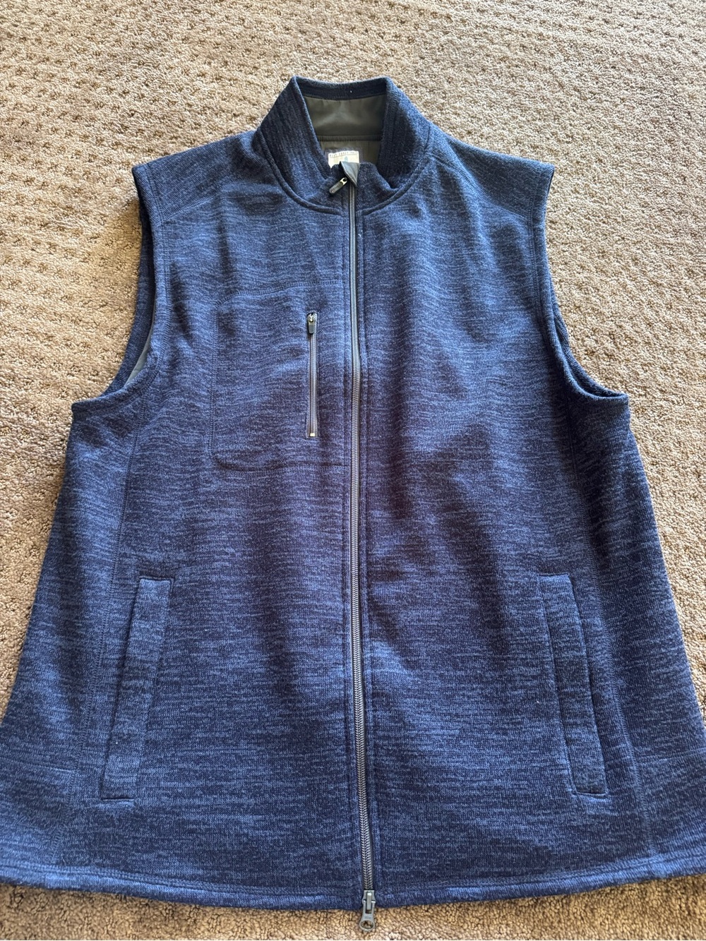 johnnie-O Heathered Navy Zip-Up Fleece Vest XL